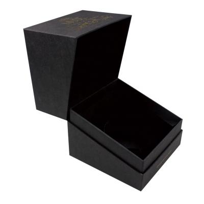 China 2021 Custom Handmade Luxury Black Textured Paper Gold Foil Logo Bevel Clamshell Box Cardboard Candle Gift Box for sale