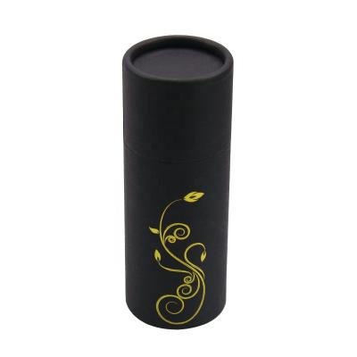 China Other 2021 Customized Roll-Edge Matt Black Paperboard Round Cylinder Cardboard Box Packaging With Gold Foil Logo for sale