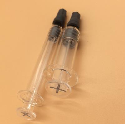 China Cosmetic Wholesale Premium 1ml 1cc Borosilicate Glass Concentrate Syringe Applicator With Tip Cap for sale