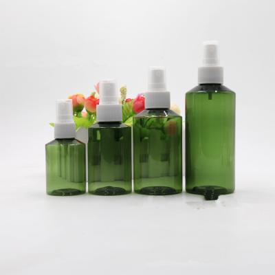 China Recycled Materials PET Blackish Green Fine Mist Sprayer Cosmetic Bottles 50/100/150/200/500ml With Natural/Black White Spray Pump for sale