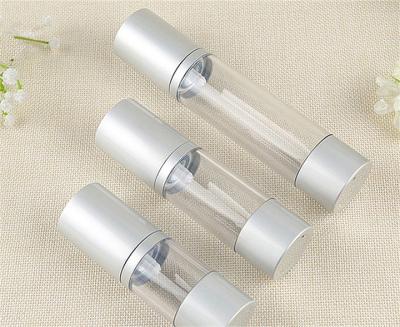 China Recycled Materials 15ml 30ml 50ml Luxury Silver Acrylic Airless Pump Lotion Bottle With Spray Pump Lid For Cosmetic for sale