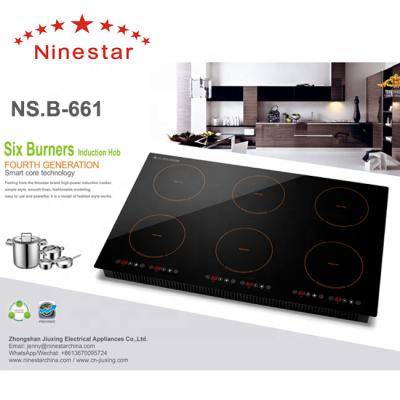 China Ninestar NSB-661 hotel six 6 zone restaurant induction cooker high quality multi burner induction hobs for sale