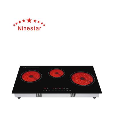 China Hotel NS.D - 338 Manufacturer Supplier Slide Switch 3 Zone Infrared Ceramic Cooker Hob for sale