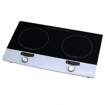 China Hotel Countertop Knob Control Double Burner Electric Induction Cooktop for sale