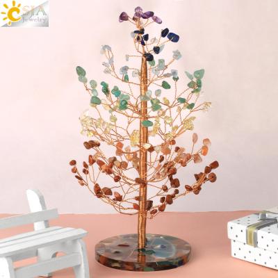 China New Design Natural 7 Chakra Crystal Money Tree, CSJA 2021 Natural 7 Chakra Stone Tree For Life Fengshui Home Decor G831 for sale