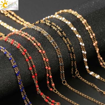 China Infinity 8 Symbol + Two Layer Chains + CSJA High Quality Stainless Steel Infinity 8 Necklaces For Women Gold Plated Necklace 2020 Femme Chaine de Collier link chain jewelry S682 for sale