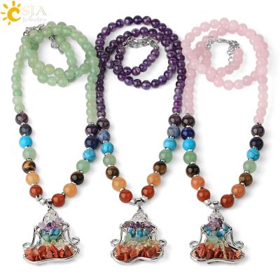 China Wholesale Natural G372 Crystal Bead Dangle Stone CSJA 7 Chakra Reiki Meditation Women's Yoga Healing Meditation Women Necklaces for sale