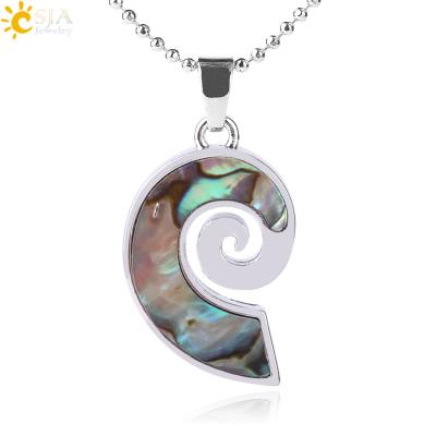 China CSJA Hot Sale High Quality Small Size Natural Shape Natural Abalone Shell Shell Jewelry New Zealand CSJA Spiral Shaped + Natural Abalone Shell Pendant Necklace F538 for sale