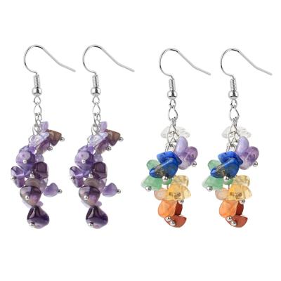 China Earrings with CSJA Stone 7 Colors Natural Gravel Chakra Dangle Earrings G458 for sale