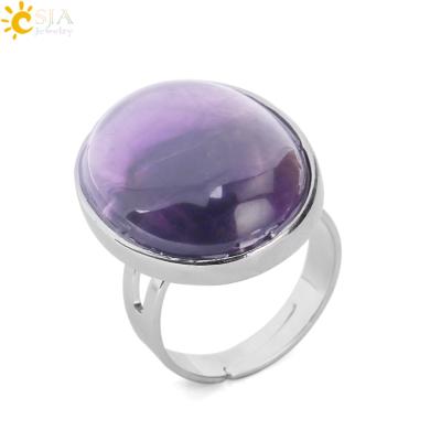 China FASHIONABLE Natural Black Amethyst Obsidian Ring CSJA Opal Gemstone Rings For Women Men Party Reiki Jewelry E832 for sale