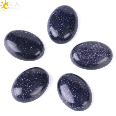 China Natural Stone + Cabochon + Dark Blue Stone + No Hole CSJA Wholesale Blue Sand Stone 30x40mm Oval Cabochon Charms Beads No Hole For Jewelry Making F528 for sale