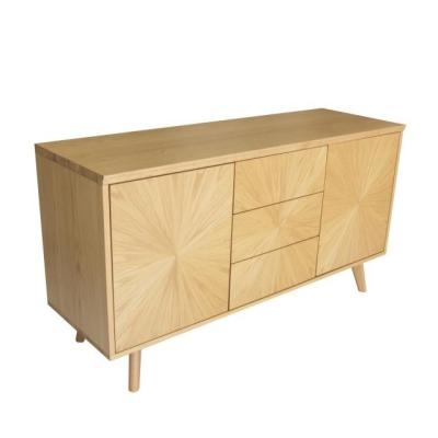 China Good Quality Selling Veneer MODERN Luxury Herringbone Sun Shaped Veneer Solid Wood Wooden Modern Sideboard for sale