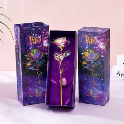 China Packed With Elegant Gift Box 24k Gold Foil Dipped Galaxy Plated Rose Led For Valentines Mother's Day Gift With Gift Box Promotional Gift for sale