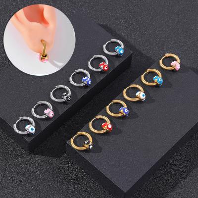 China New Arrival FASHIONABLE 925 Sterling Silver Gold Plated Stainless Steel Designer Evil Eye Hoop Earrings For Men Women Fashion Jewelry for sale