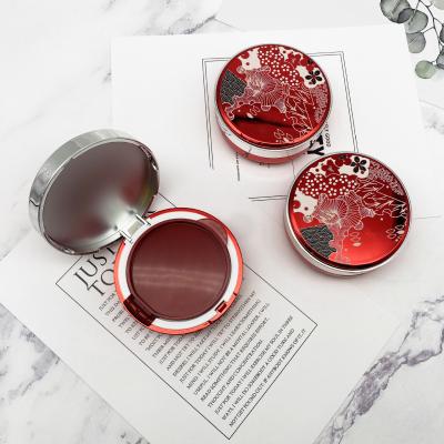 China Recyclable Red Round Air Cushion Box With Mirror Custom Cosmetic Packaging Plastic Lining Can Replace 15g BB Powder Box for sale