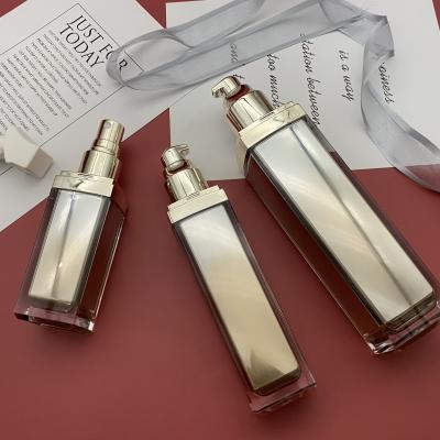 China Pack thick liquid lotion product. China Skin Care Packaging Serum Bottle Square Jars And Plastic Spray Pump Bottle Bottle Set for sale