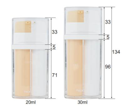 China Fashion Eco-friendly Design Luxury Airless Double Square Gall Liquid Bottle Packaging Cosmetic With Competitive Price for sale