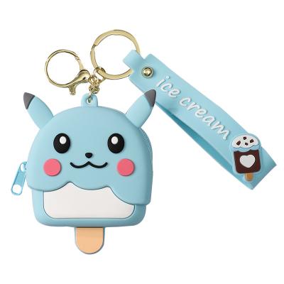 China Cute Cartoon Silicone Pikachu Coin Purse Key Chain Couples Gift Bag Zipper Key Pendant Small Cute Pendant for sale