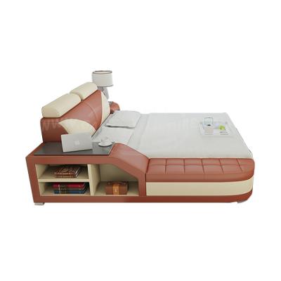 China (Size)Adjustable Home Furniture With Large Storage Space Smart Dorm Genuine Leather Folding Beds Frame for sale