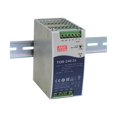 China Taiwan MEANWELL TDR-240 Series 24V~48V 10A~5A 240W DIN Series 24V~48V Slim Three Phase Industrial Switch Rail with PFC Function TDR-240 for sale