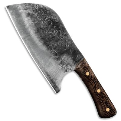 China Viable Wholesale Wooden Handle Kitchen Butcher Knives Meat Slaughter Knife Set Cleaver Hand Forged Knives for sale