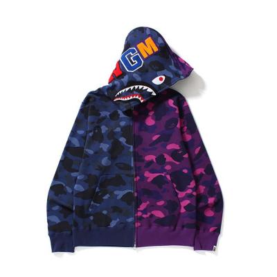 China High Quality Bape Jackets Fshion Couples Zipper- Camouflage Cool Shark Hoodie Shirt With Zipper For Men And Women for sale