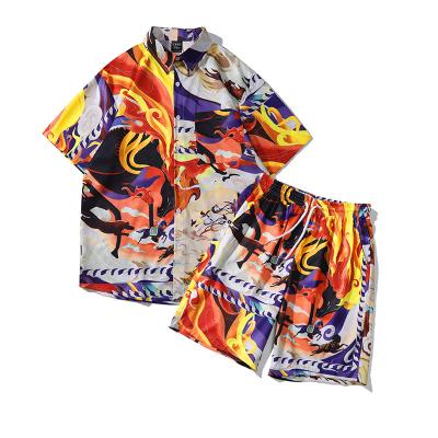 China 2021 New Fashion Men's Shirt Mens Classic QUICK DRY Casual High Quality Printed Hawaiian Shirts Shorts Mens Suits for sale