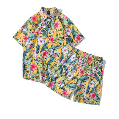 China Chinese Factory Wholesale Rayon QUICK DRY Cotton Men's Hawaiian Shirt Fashion Shirts And Short Set for sale