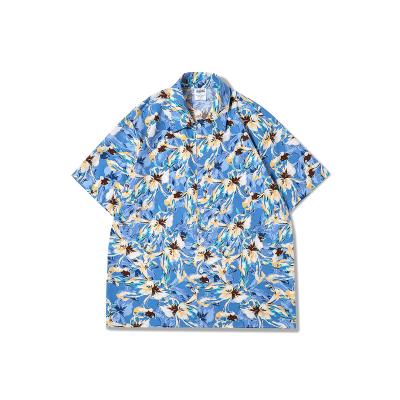 China 2022 summer new hawaiian shirt men's shirt hawaiian shirts man vintage print beach pocket short sleeve tops fashion shirts clothing blouses for sale