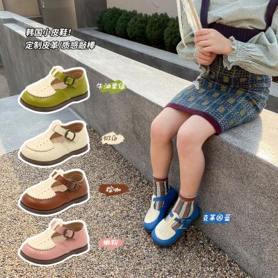 China Korean version of the spring new children's leather shoes match color Brock girl's leather shoes softly soled in the garden shoes 22-31 for sale