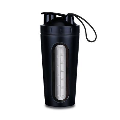 China Viable Leak Proof 24oz Stainless Steel Protein Stirring Bottle Single Wall Gym Bottle With Shaker Ball for sale