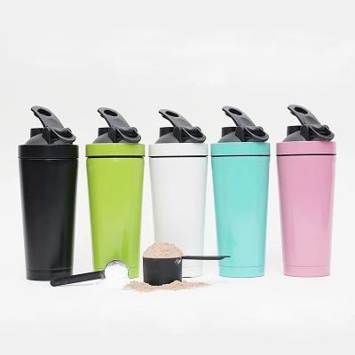 China Sustainable 500ml 750ml Double Wall Stainless Steel Thermos GYM Protein Shaker Bottle for sale