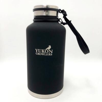 China Double Wall Business Stainless Steel 64oz Buzzer Cerveca 2L Water Bottle With Strong Strap for sale