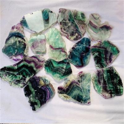 China Europe Semi-precious Crystal Stone Slice Fluorite Stone Blue Quartz Crystal Slice Tiles for sale