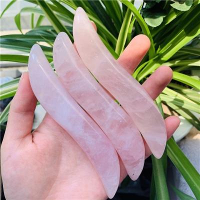 China China natural healing crystal stone scraping massage beauty facial tools rose quartz guasha tool for sale