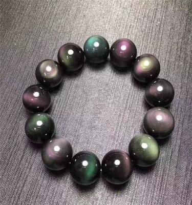 China Natural Rainbow Double Eye Bracelet China Obsidian Crystal Bracelet for sale