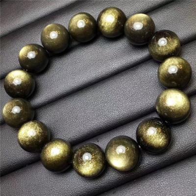 China China Gold Gemstone Crystal Bracelets Obsidian Wholesale Natural Quartz Beads Bracelets for sale