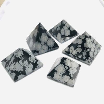 China Wholesale High Quality China Gemstone Healing Snowflake Obsidian Crystal Pyramid For Decoration for sale