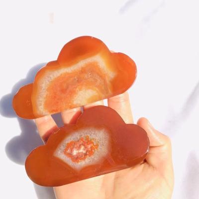 China China Natural Gemstone Red Heart Agate Crystals Carnelian Clouds Druzy Geode Crystals Palm Stone For Decoration for sale