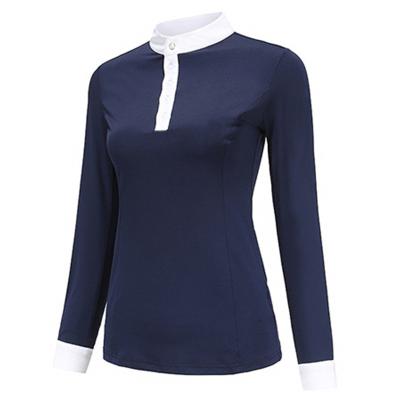 China Sports Riding Breeches Breathable Quick Dry Custom Women Sleeve Long Equestrian Riding Polo Shirt for sale