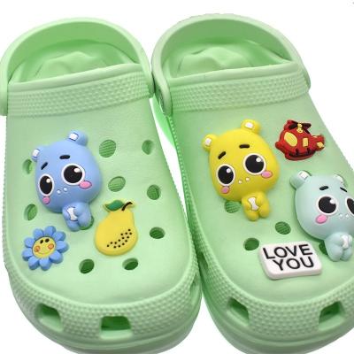 China Clog charm 2022 new arrivals cute cartoon animal 3d pvc shoe charm application clog shoe for sale