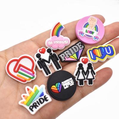 China Clog Charm LGBT Collectible Shoe Charms For Adults Rubber Croc Shoe Bracelets Decorations for sale