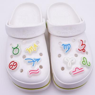 China Clog Charm Fashion Style Making Accessories PVC Rubber 12 Constellations Light Up Flat Back Charms For Shoes Charms And Pendant Bracelet for sale