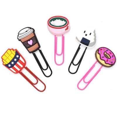 China Cute Food Style PVC Bookmarks Page Holder with Paper Clip and School Office Supplies Student Stationary Accessories Gift for sale