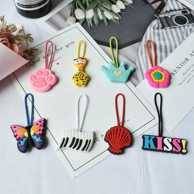 China XHAOYEAHX Cute Custom PVC Tag Rope Tags Rubber Zipper Pull For Clothing Bags for sale