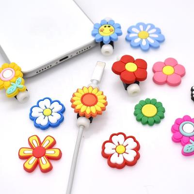 China Customized Charging Line Eco-friendly Silicone Earphone Charger Wire Flower Cable Protector Cover Sleeve for sale