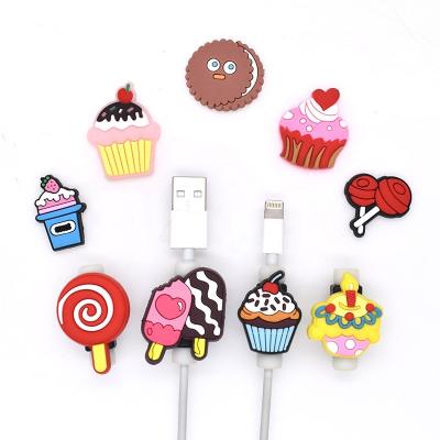 China Cartoon Food Flexible PVC USB Data Charger Cable Saver Eco-friendly Protector For Phone for sale