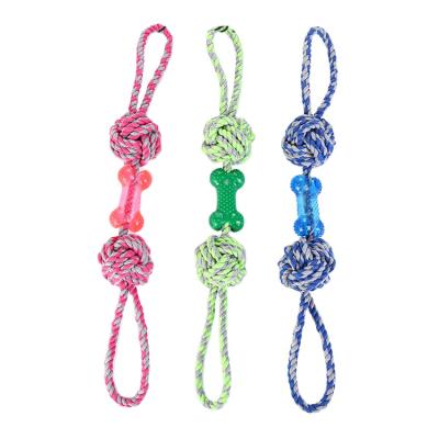 China For Dog Playing New Arrival Big Dog Toy Rope Ball With TPR Bone Toy Rope Pet Interactive Toy for sale