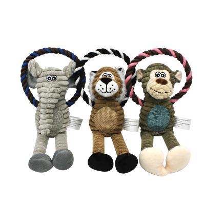 China Dogs Factory Direct Cotton Knotted Rope Dog Plush Toy Super Cute Pet Accessories With Pop for sale