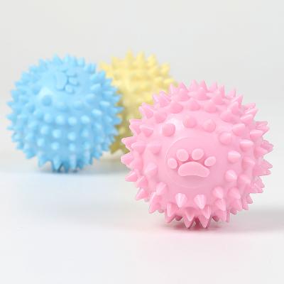 China Viable Hot Selling TPR Paw Print Thorn Ball Shape Pet Toy Cleaning Teeth Dog Molar Toy for sale